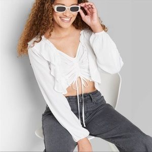 Wild Fable Balloon sleeve convertible ruffle top